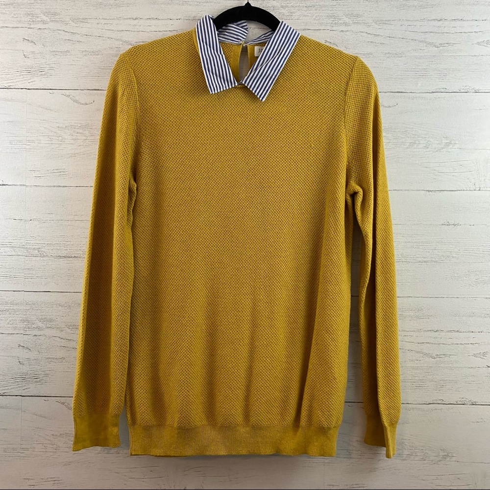 J. Crew Mustard Layered Sweater Button Down Shirt